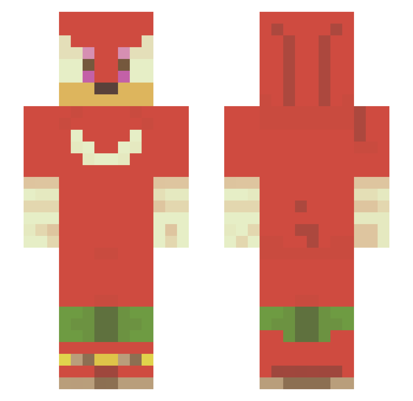 Flashinot Minecraft skin, front and back view