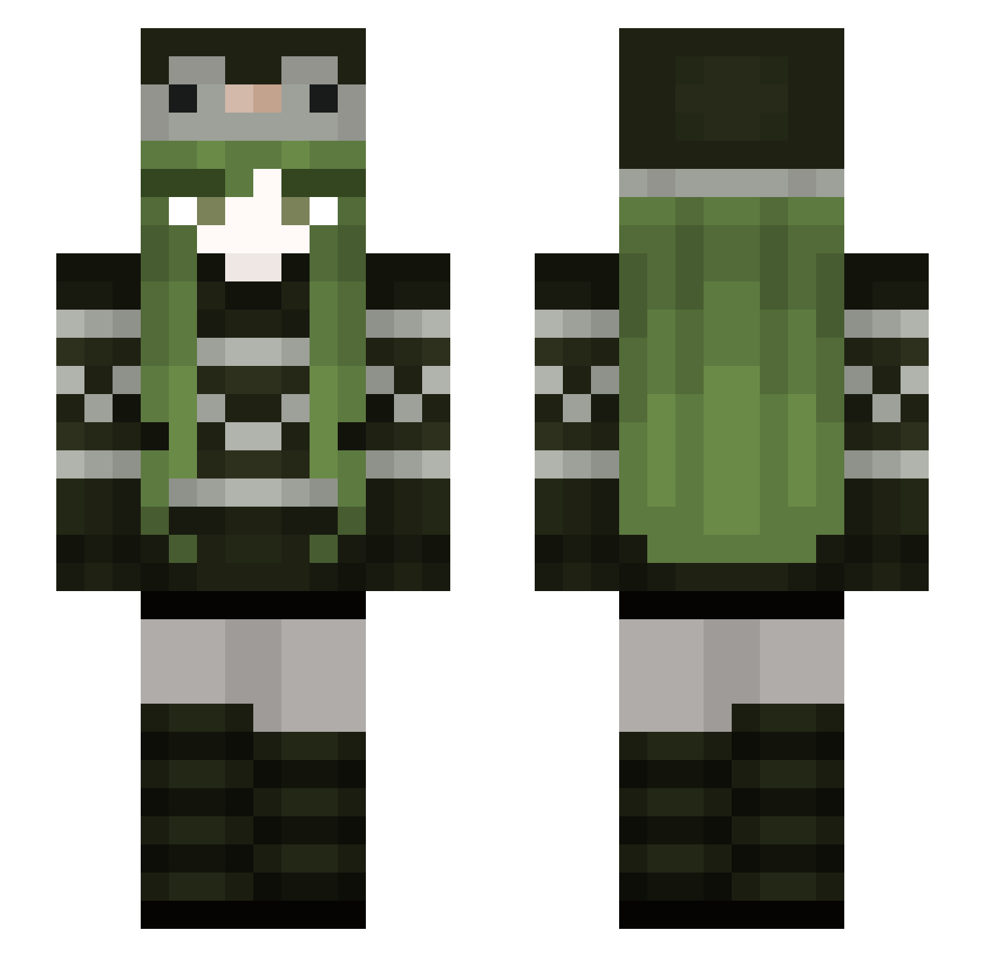 GrimmyHeHe Minecraft skin, front and back view