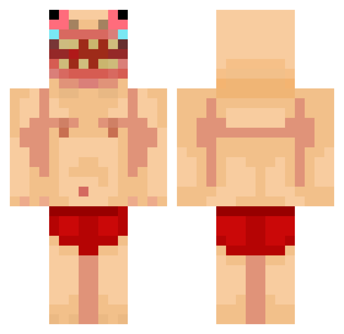 bucklingbaka Minecraft skin, front and back view