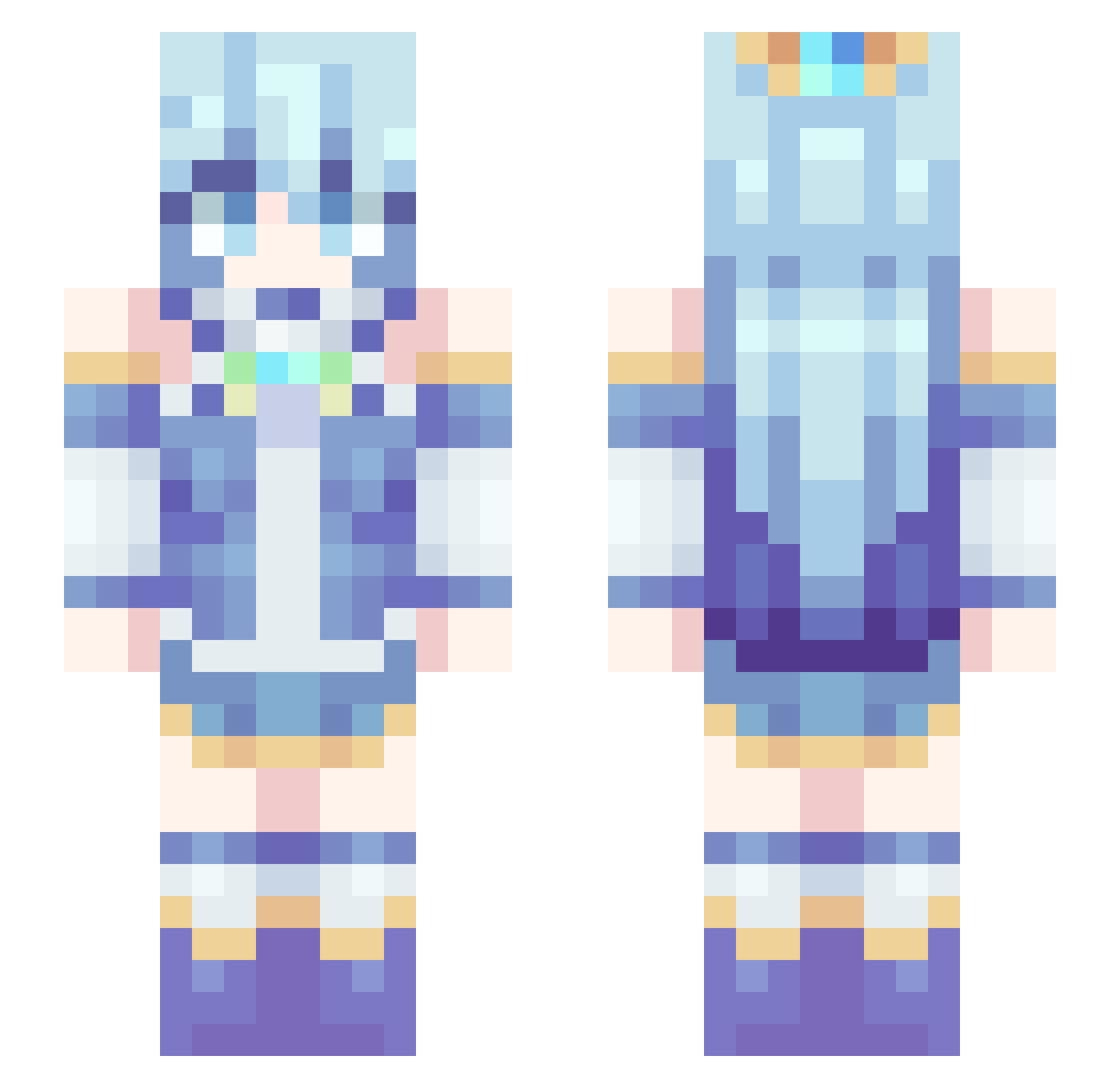nichtyue Minecraft skin, front and back view