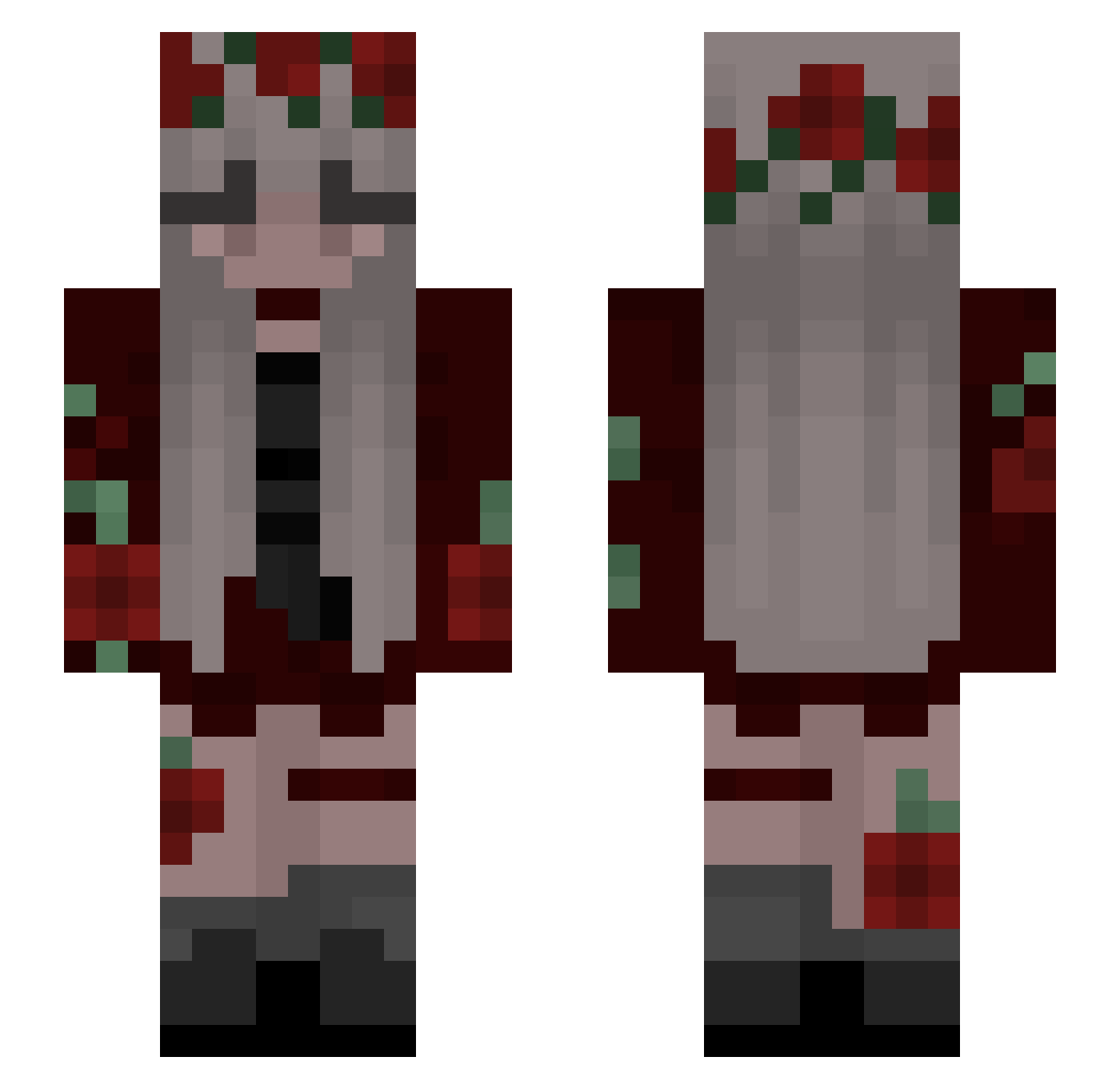 AgentEmeh Minecraft skin, front and back view