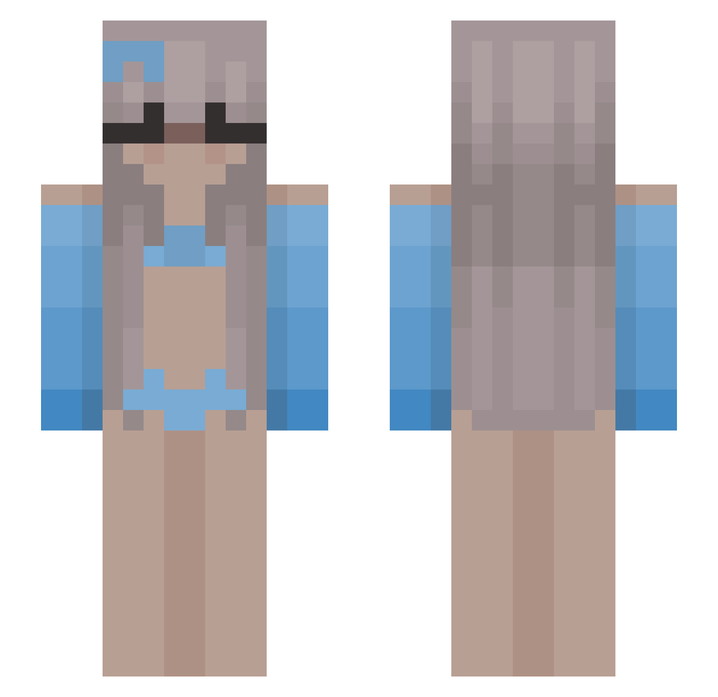 JaxonCurtains Minecraft skin, front and back view
