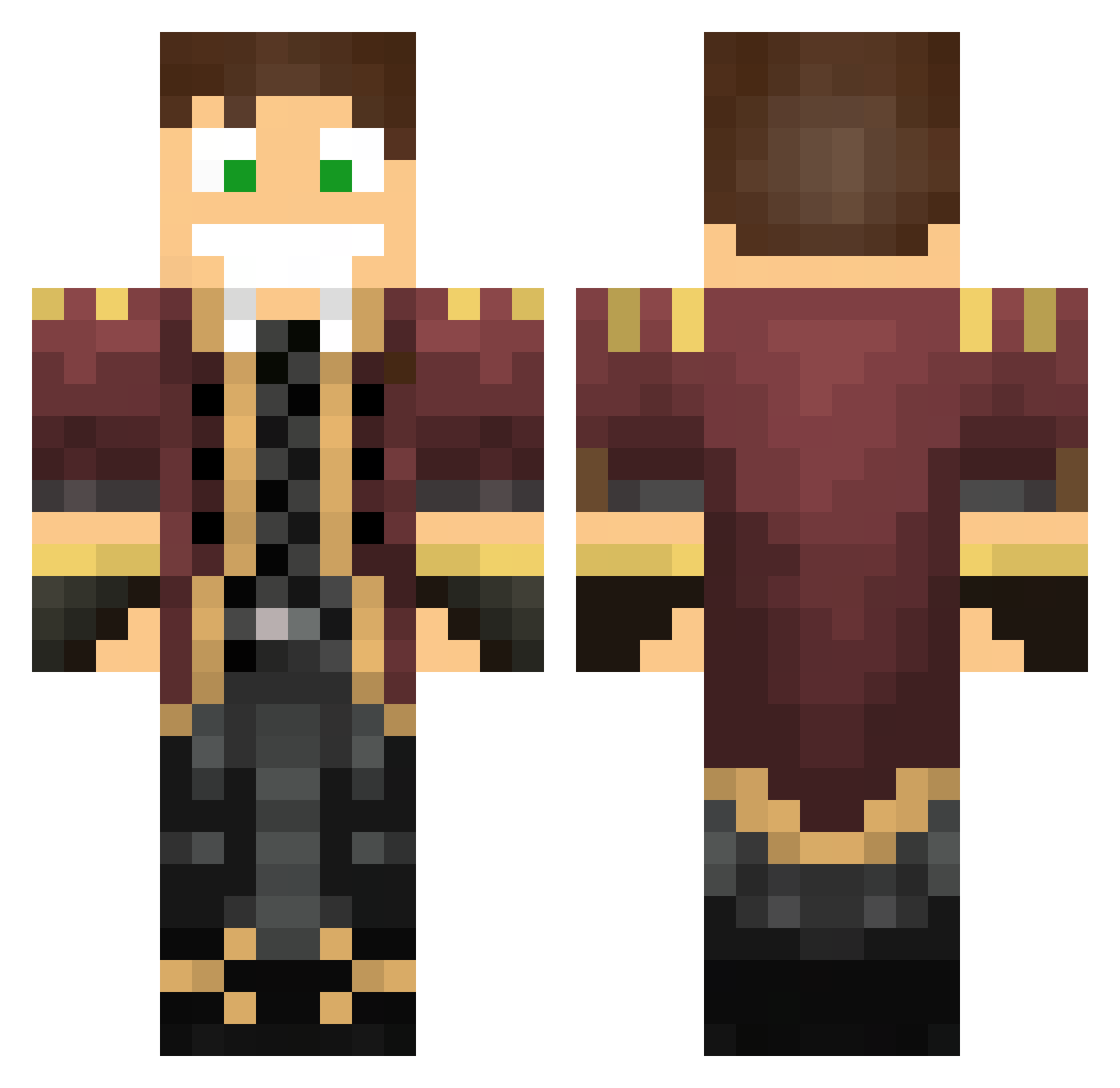 Traysorr Minecraft skin, front and back view