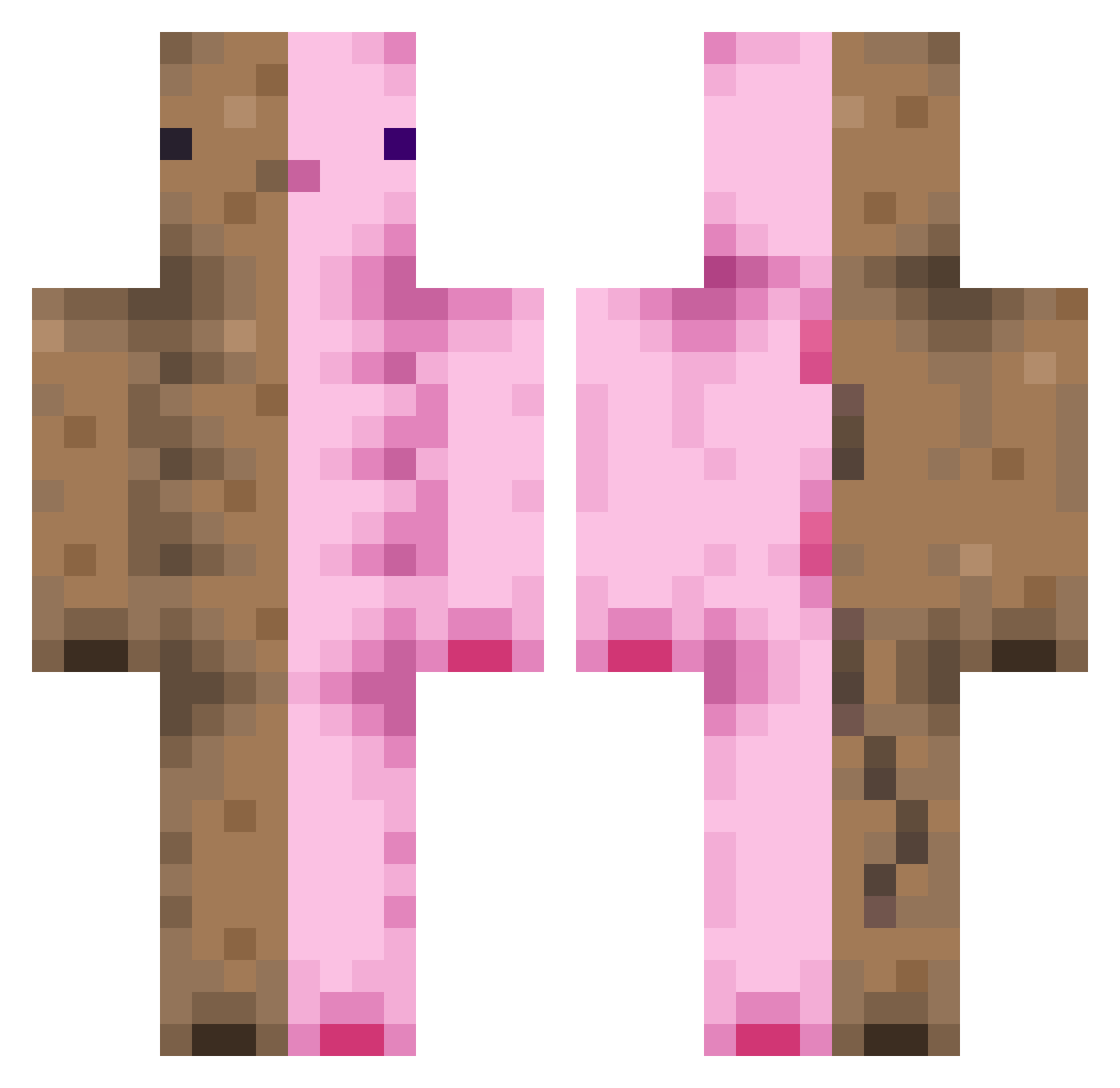 OverieRite Minecraft skin, front and back view