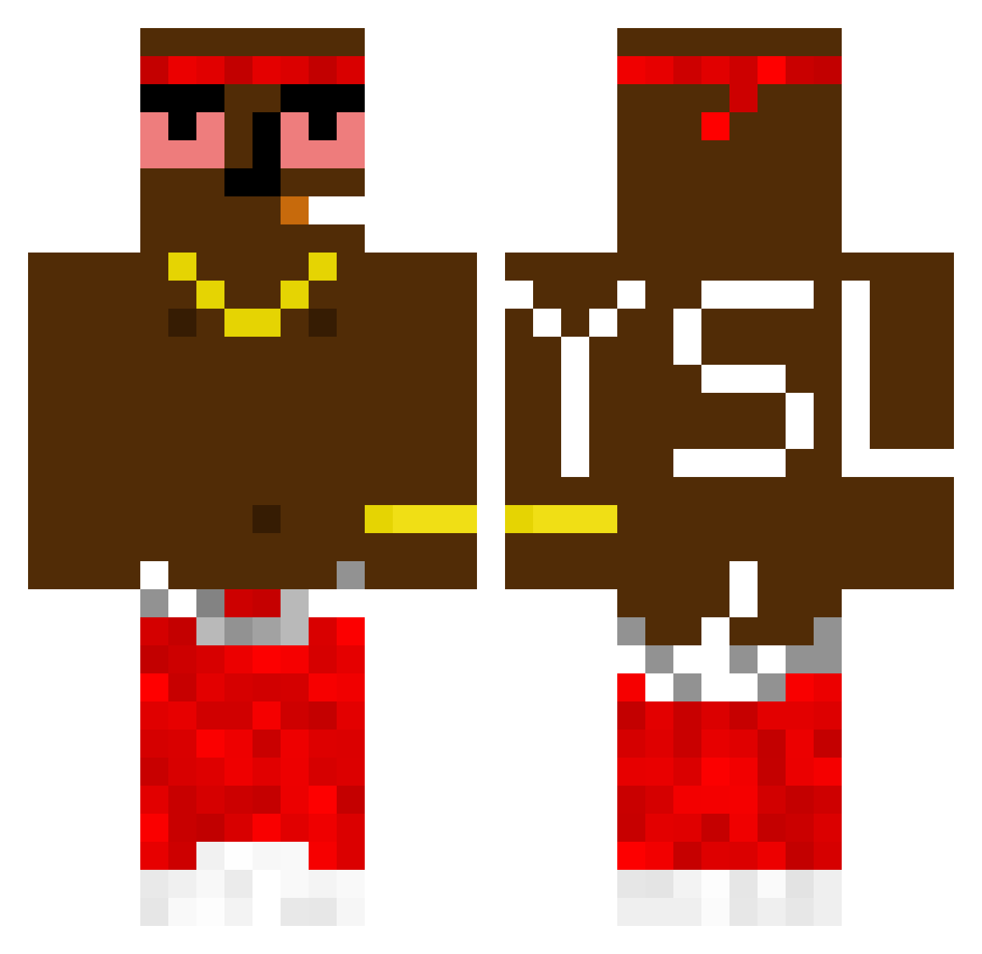 Duebl Minecraft skin, front and back view