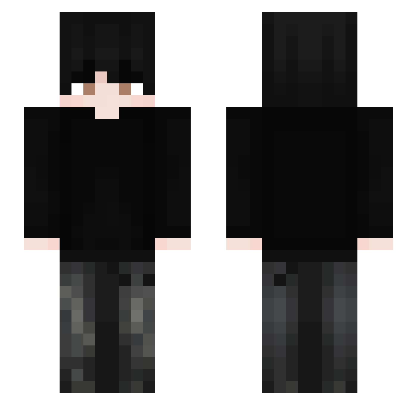 PuddingTV Minecraft skin, front and back view