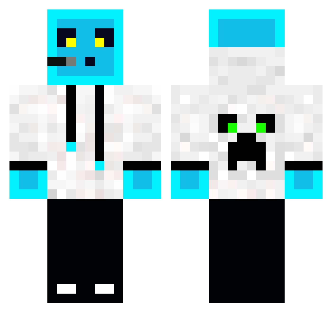 BlueSlimePL Minecraft skin, front and back view