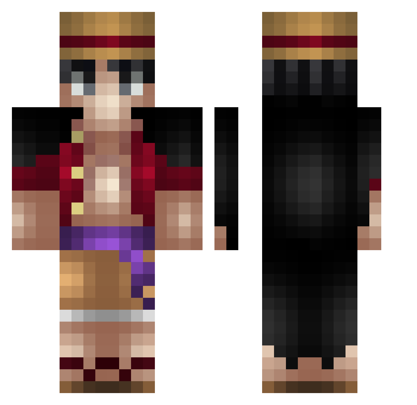 S3XX Minecraft skin, front and back view