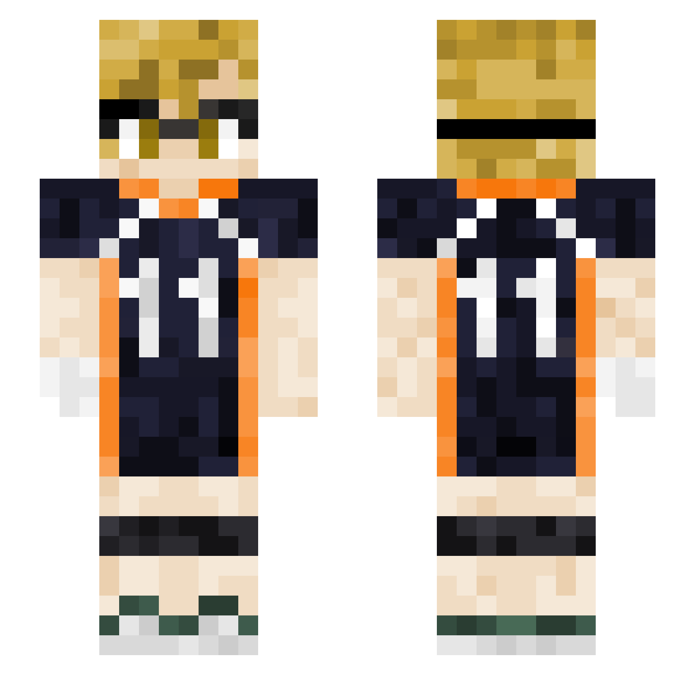 dustily Minecraft skin, front and back view
