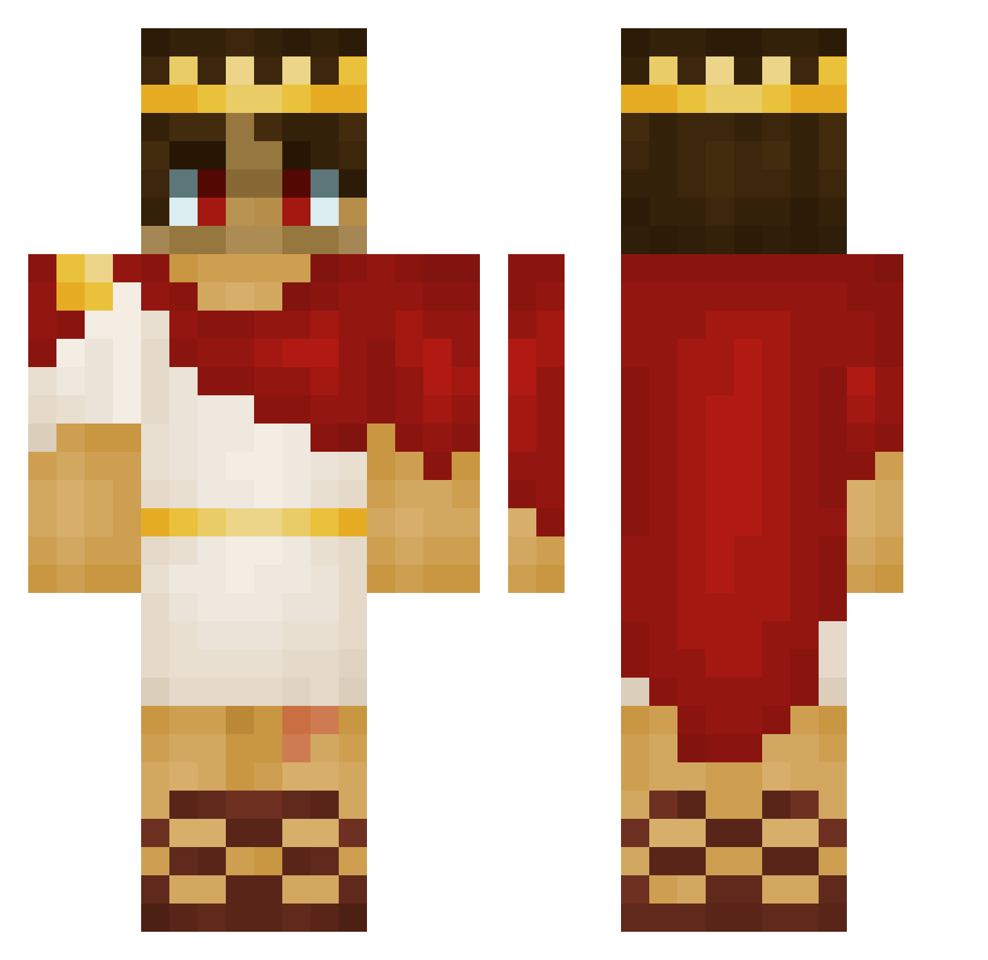TheFakers Minecraft skin, front and back view