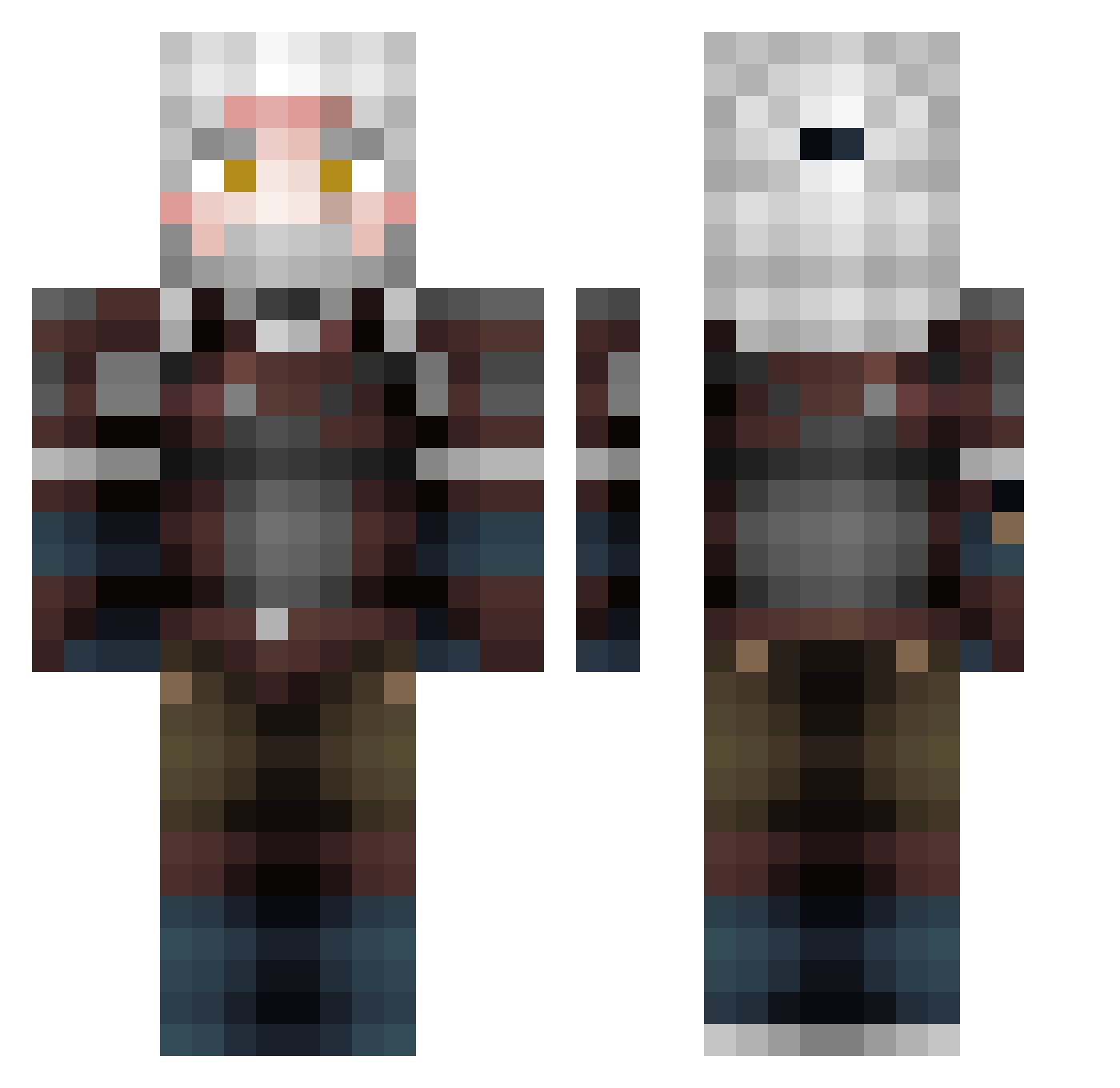 Aexle Minecraft skin, front and back view