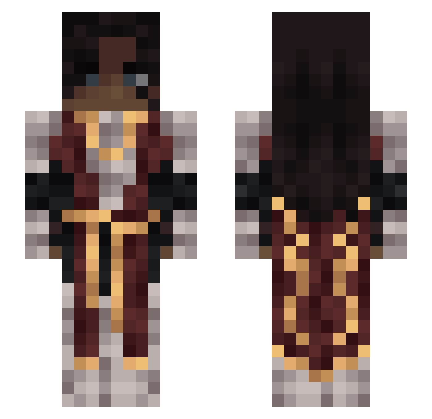 Zelnut Minecraft skin, front and back view