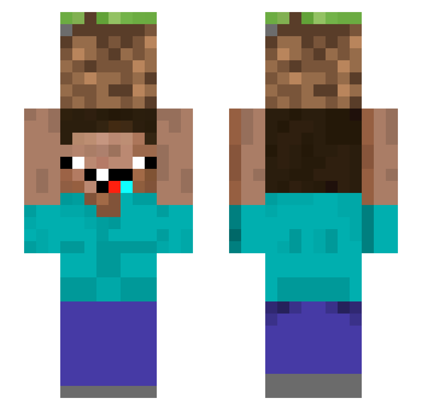 Pretax Minecraft skin, front and back view