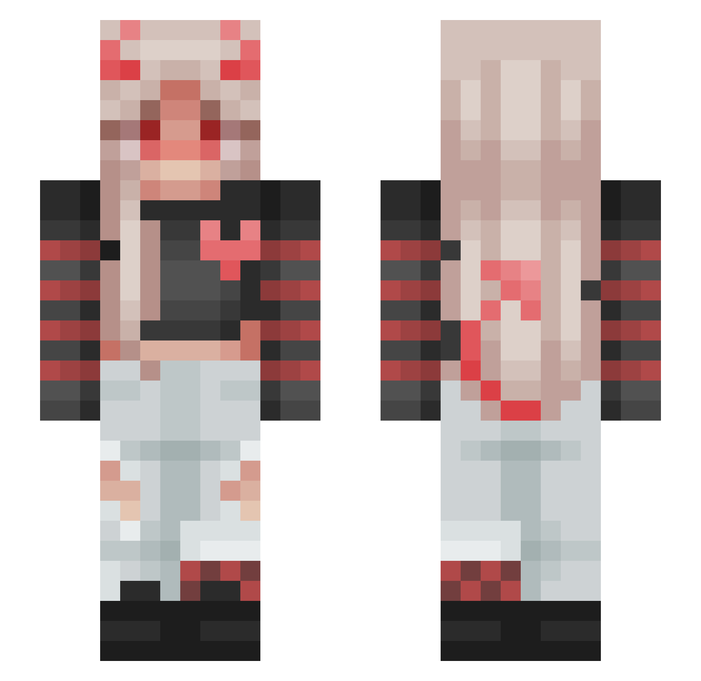 VParadox Minecraft skin, front and back view