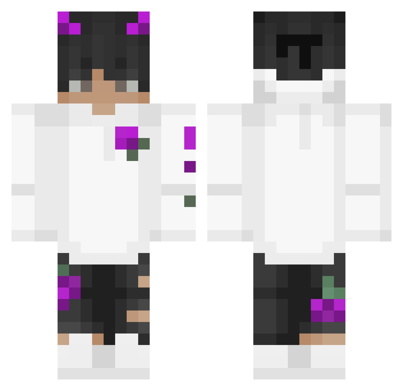 XenQuuYT Minecraft skin, front and back view