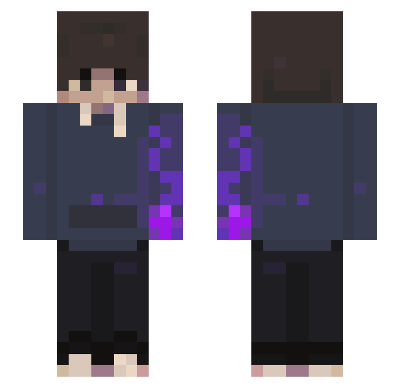 Tozurt Minecraft skin, front and back view