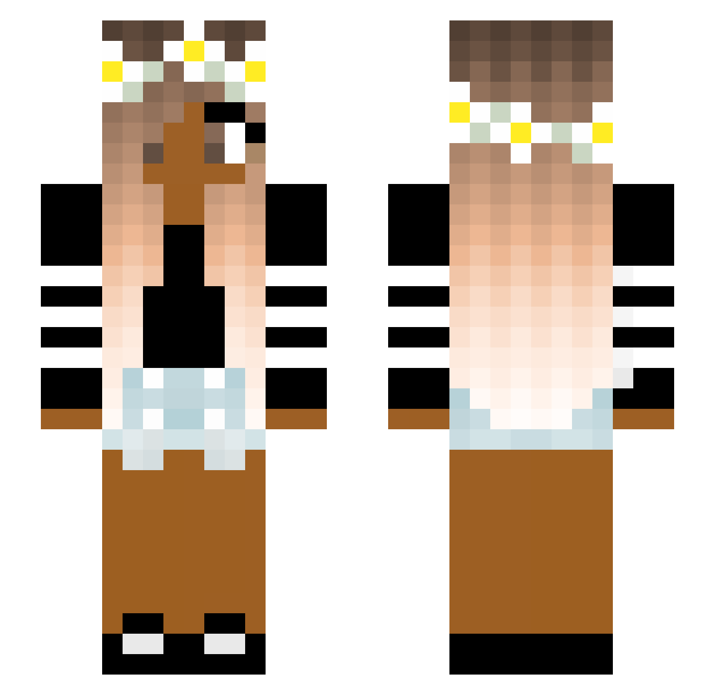 prisca Minecraft skin, front and back view