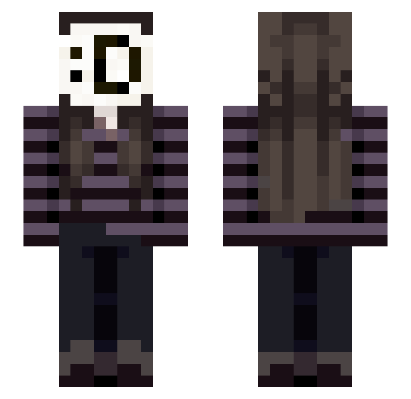 Snowthing Minecraft skin, front and back view