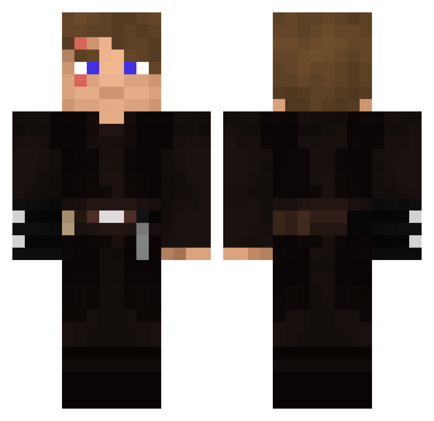 TVace Minecraft skin, front and back view