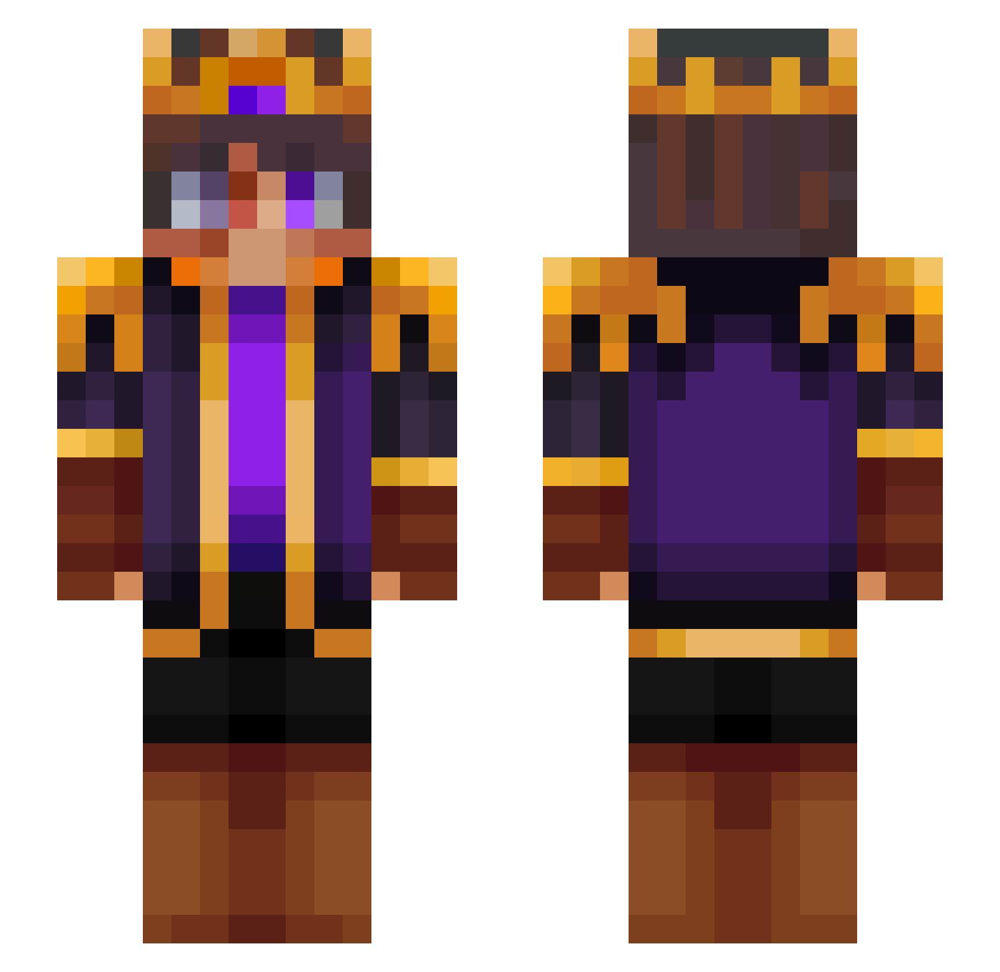 PsychoNomics Minecraft skin, front and back view