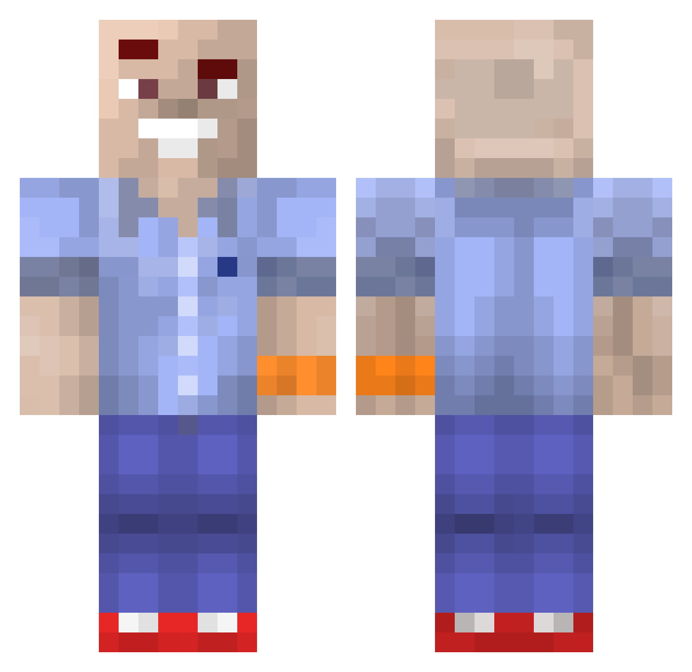 Rvahen Minecraft skin, front and back view