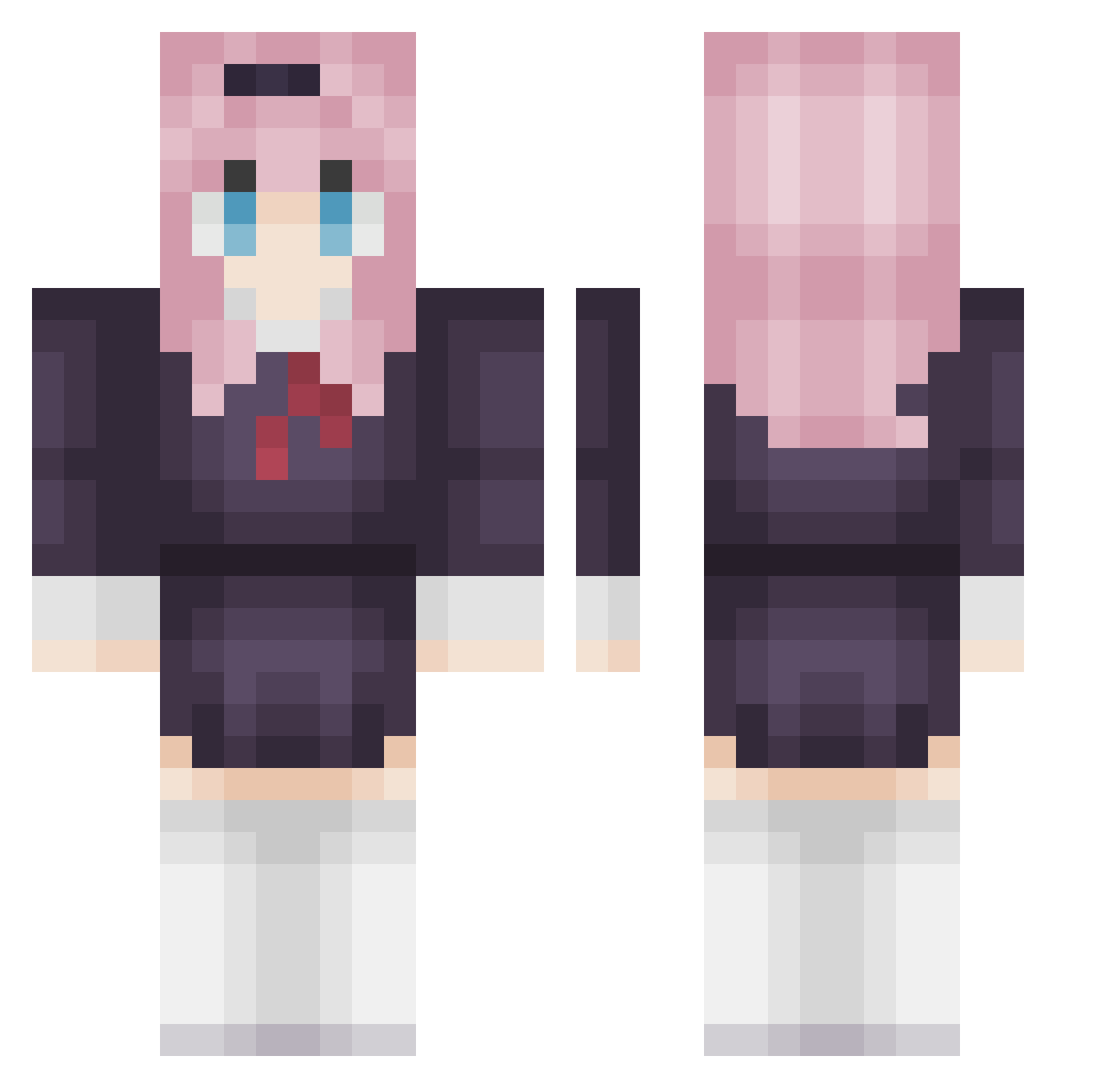 miiitse Minecraft skin, front and back view