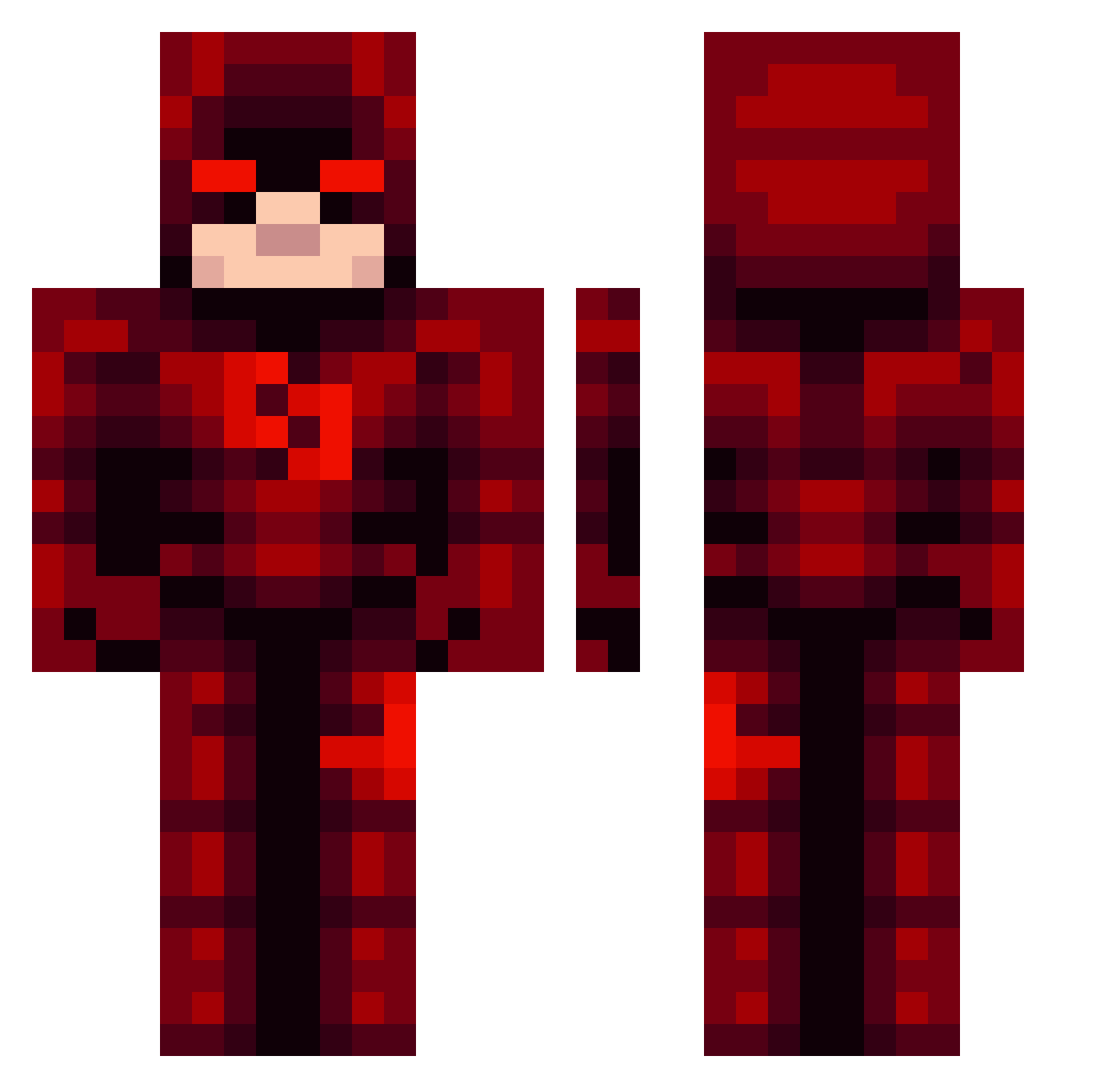 Noobmastrr69 Minecraft skin, front and back view