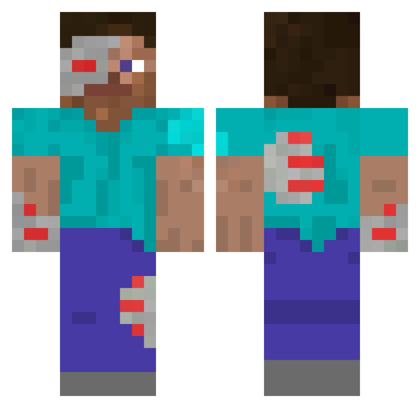 Bowser2209 Minecraft skin, front and back view