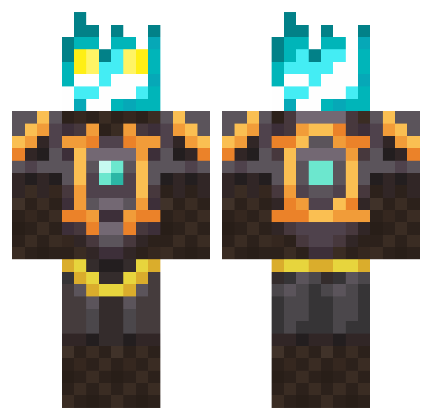 Soulfire7 Minecraft skin, front and back view