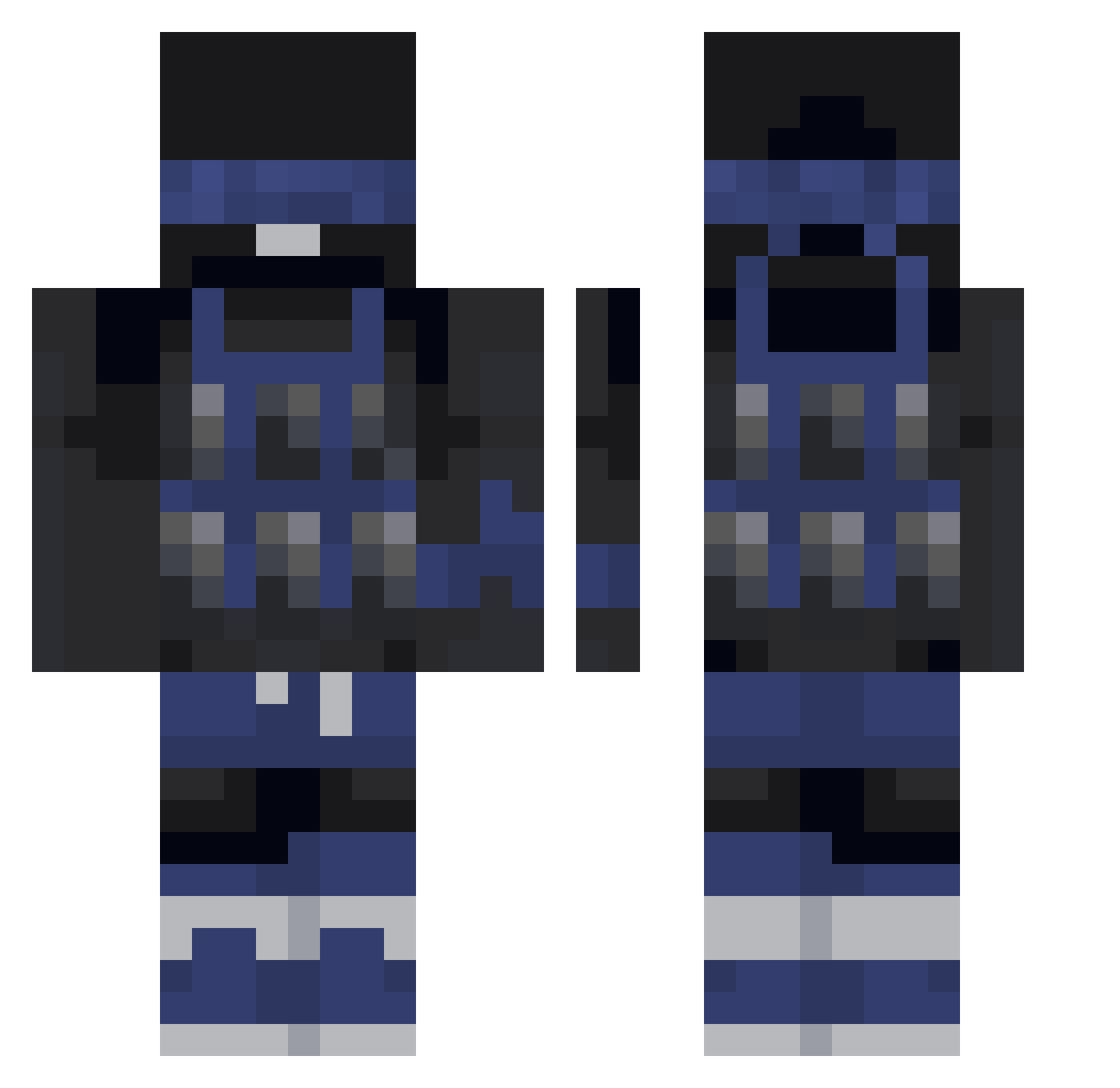 SeacondFul Minecraft skin, front and back view