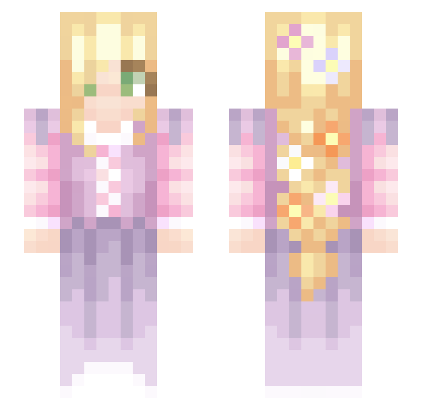PerfectMelon Minecraft skin, front and back view