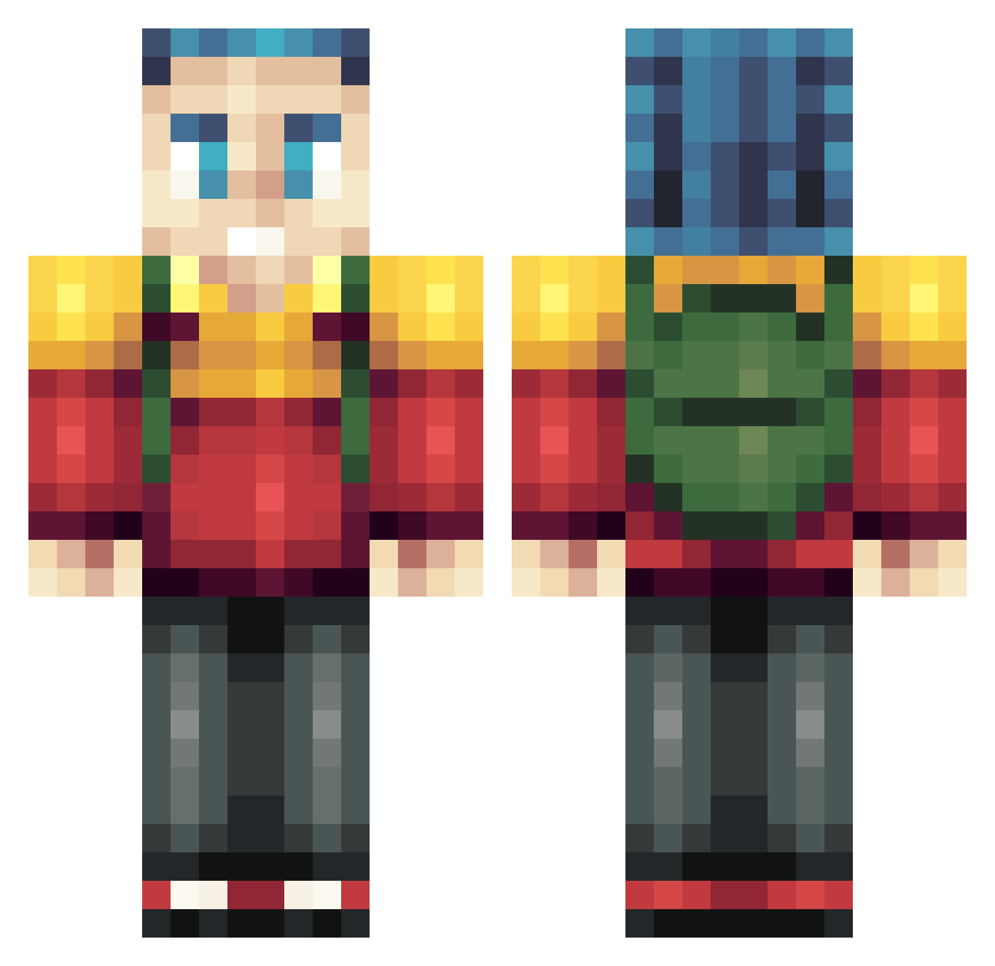 Xyloid Minecraft skin, front and back view