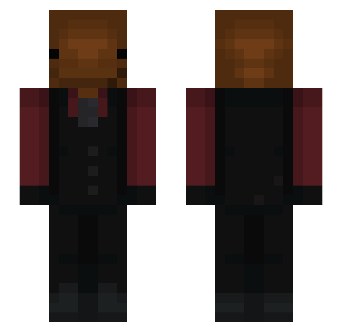 Raiiiden Minecraft skin, front and back view