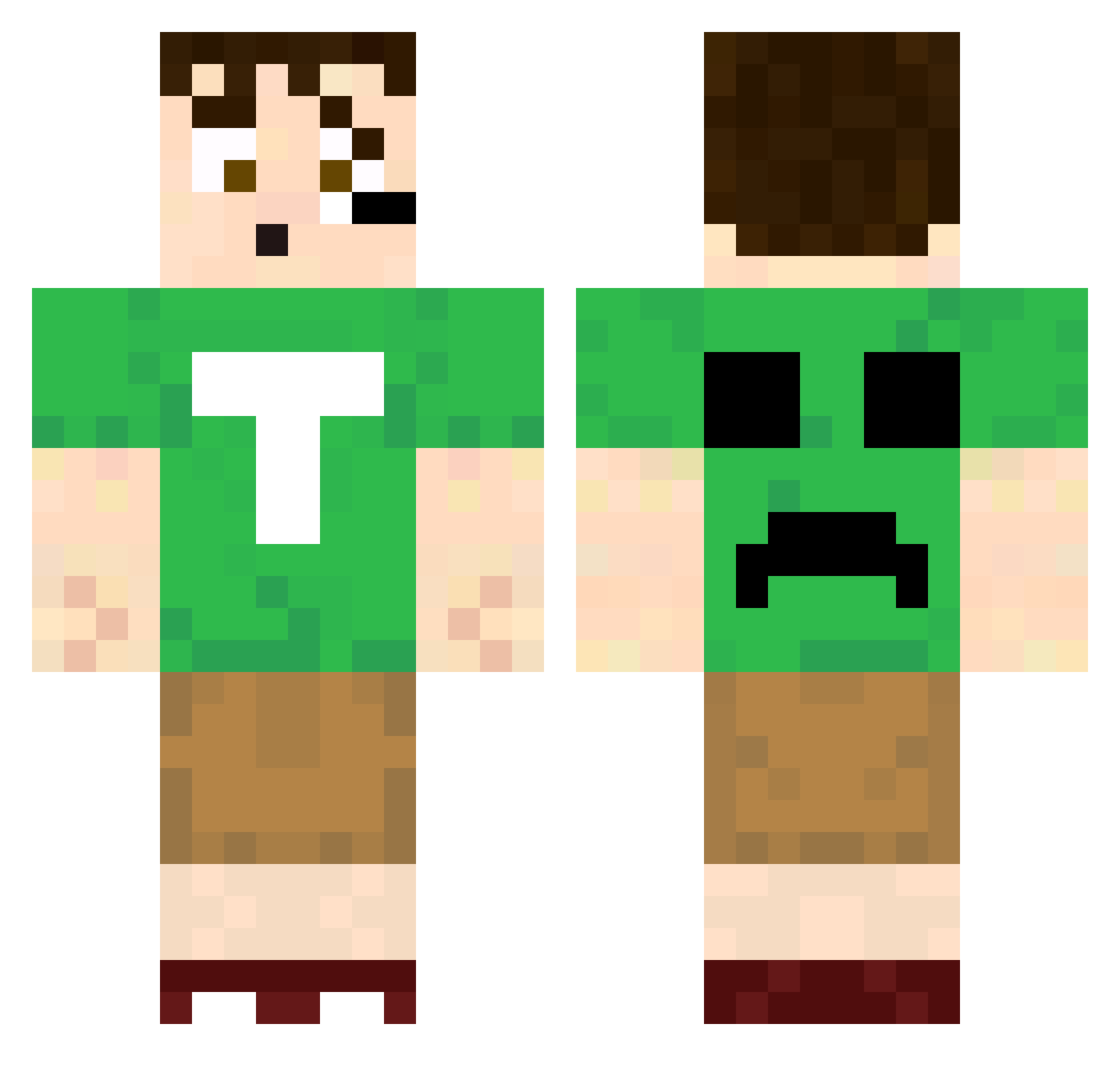 krazzwtf Minecraft skin, front and back view