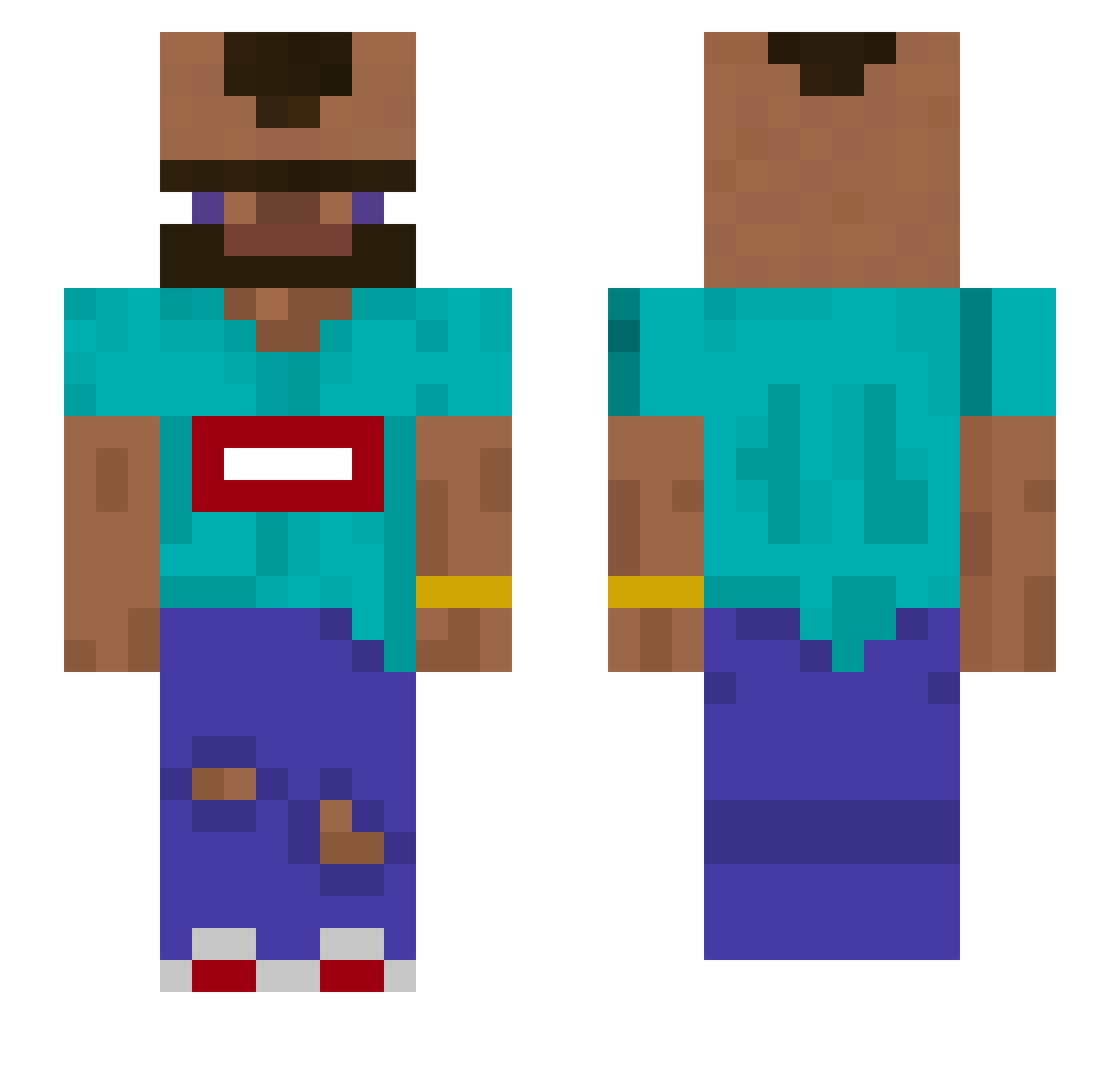 AlleAmSchwitzen Minecraft skin, front and back view