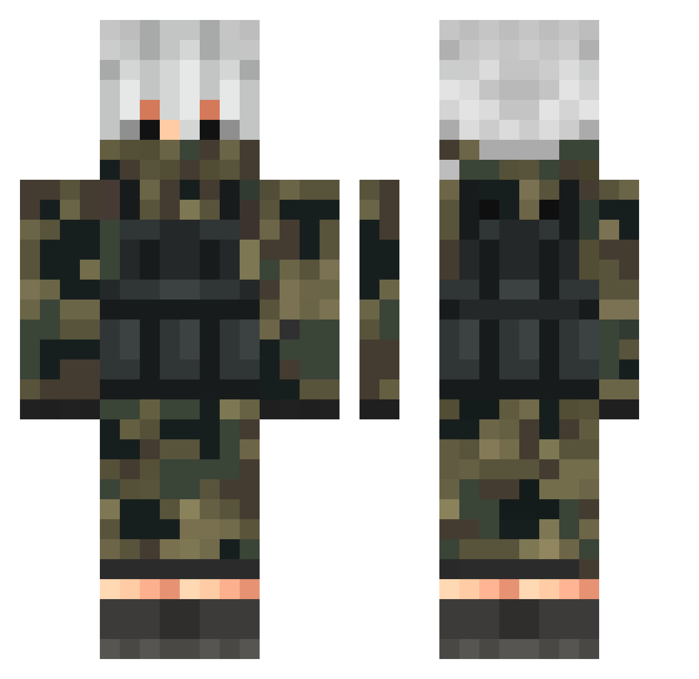 Rogeleon Minecraft skin, front and back view
