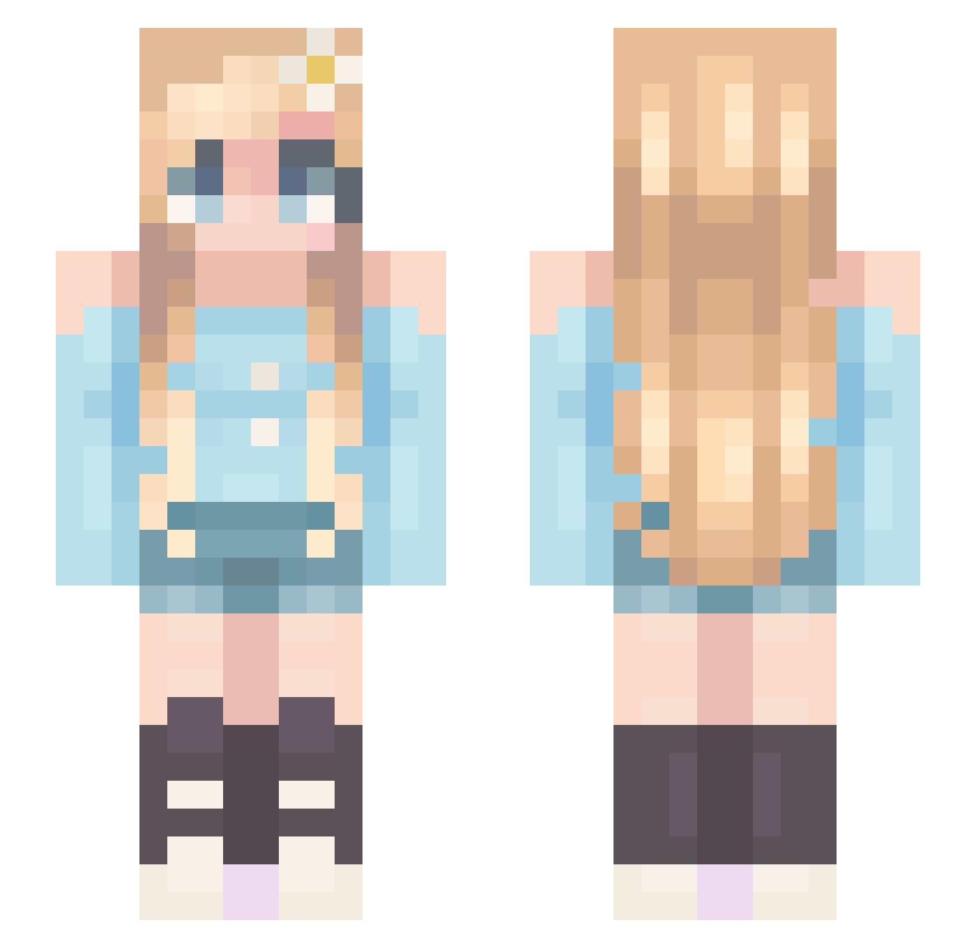 Sarah0 Minecraft skin, front and back view
