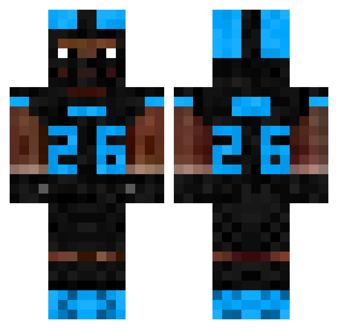 PurpleFaxMachine Minecraft skin, front and back view