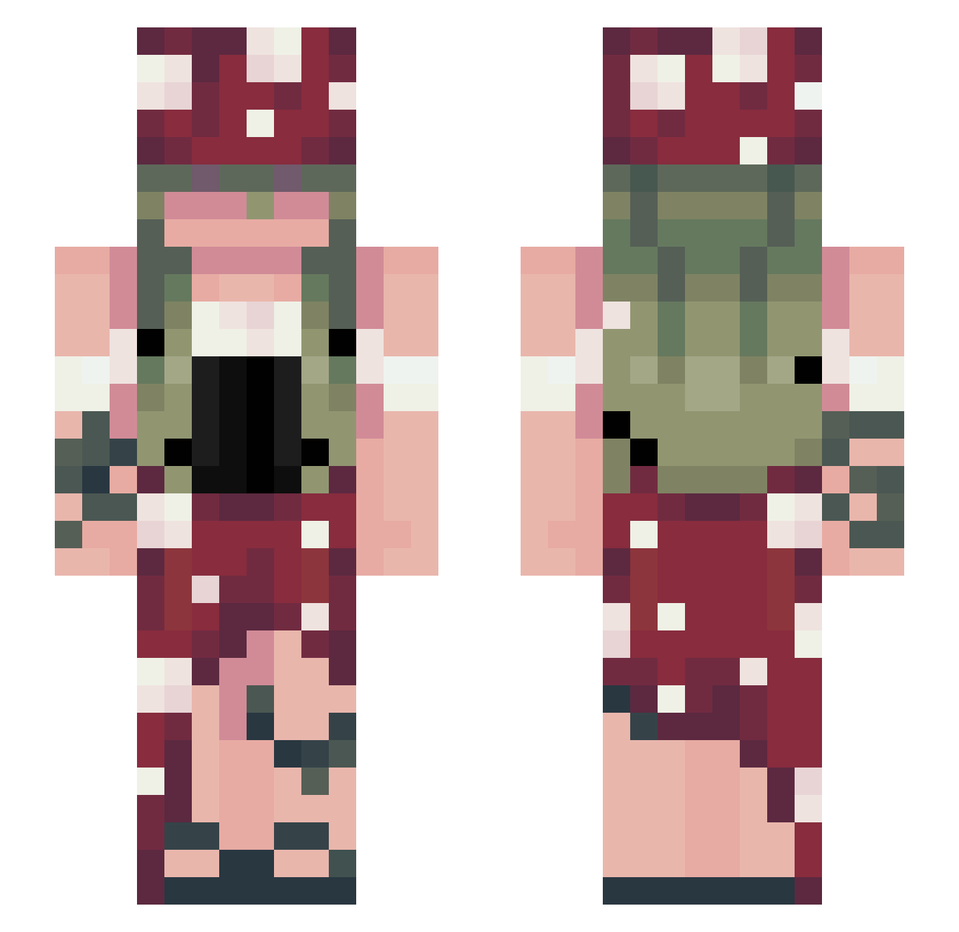 Lispies Minecraft skin, front and back view