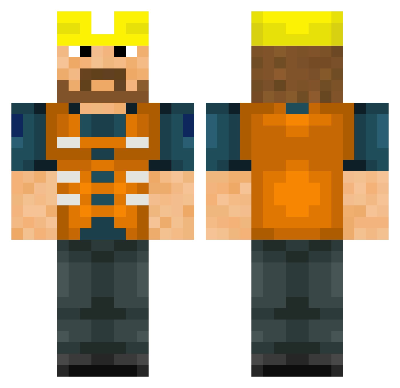 clickhero Minecraft skin, front and back view