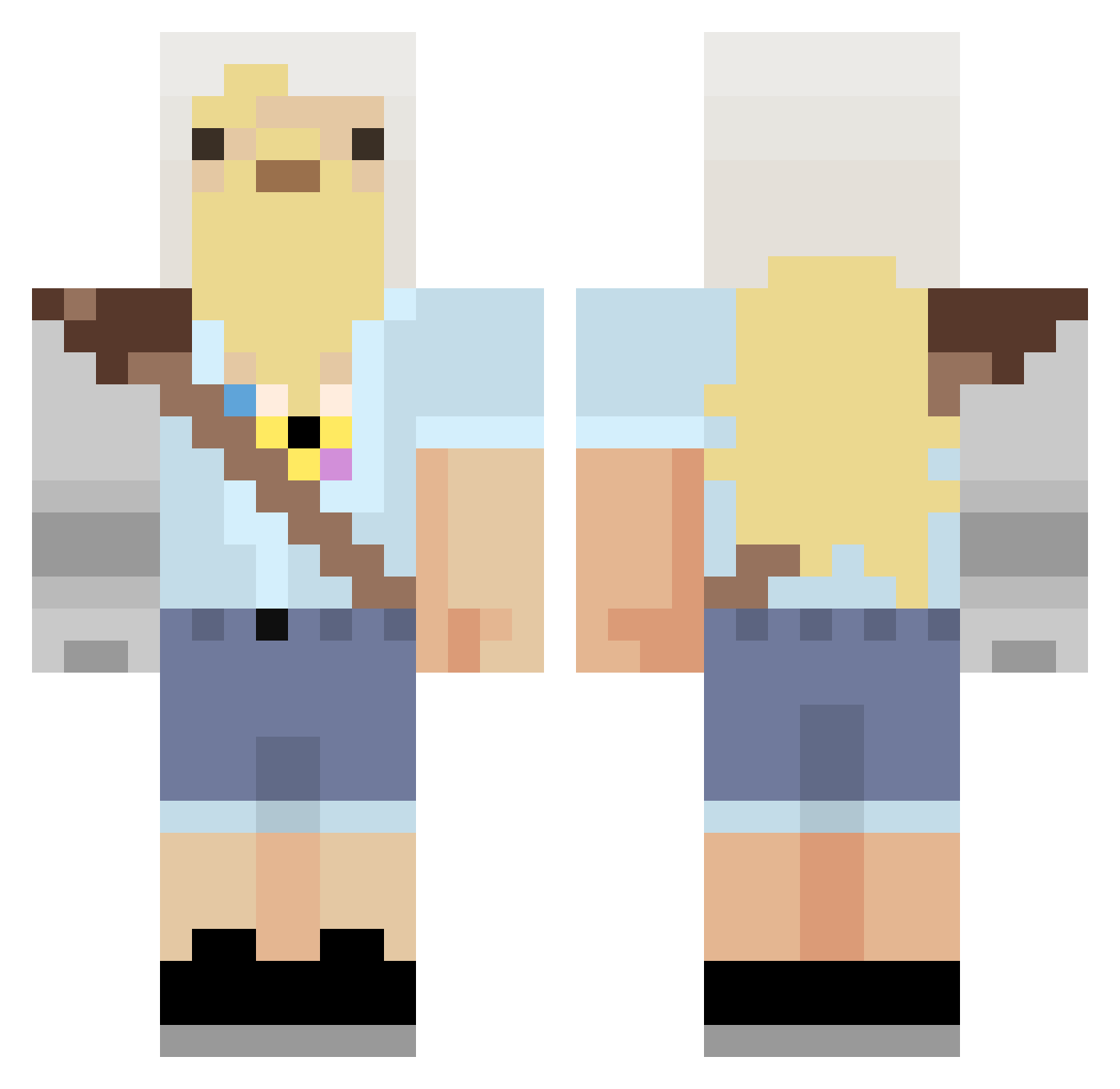 surrealcorn Minecraft skin, front and back view
