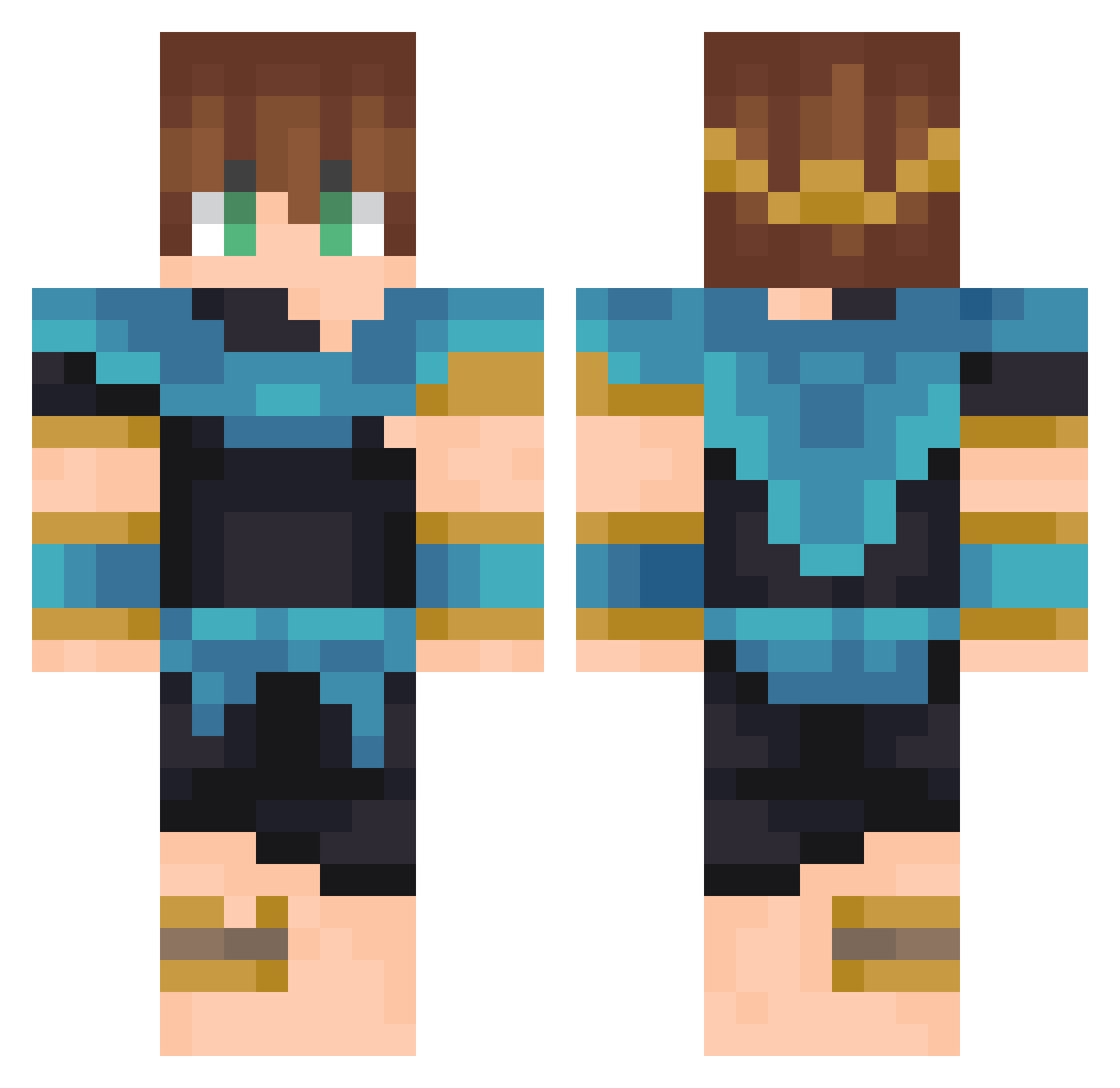roncos Minecraft skin, front and back view