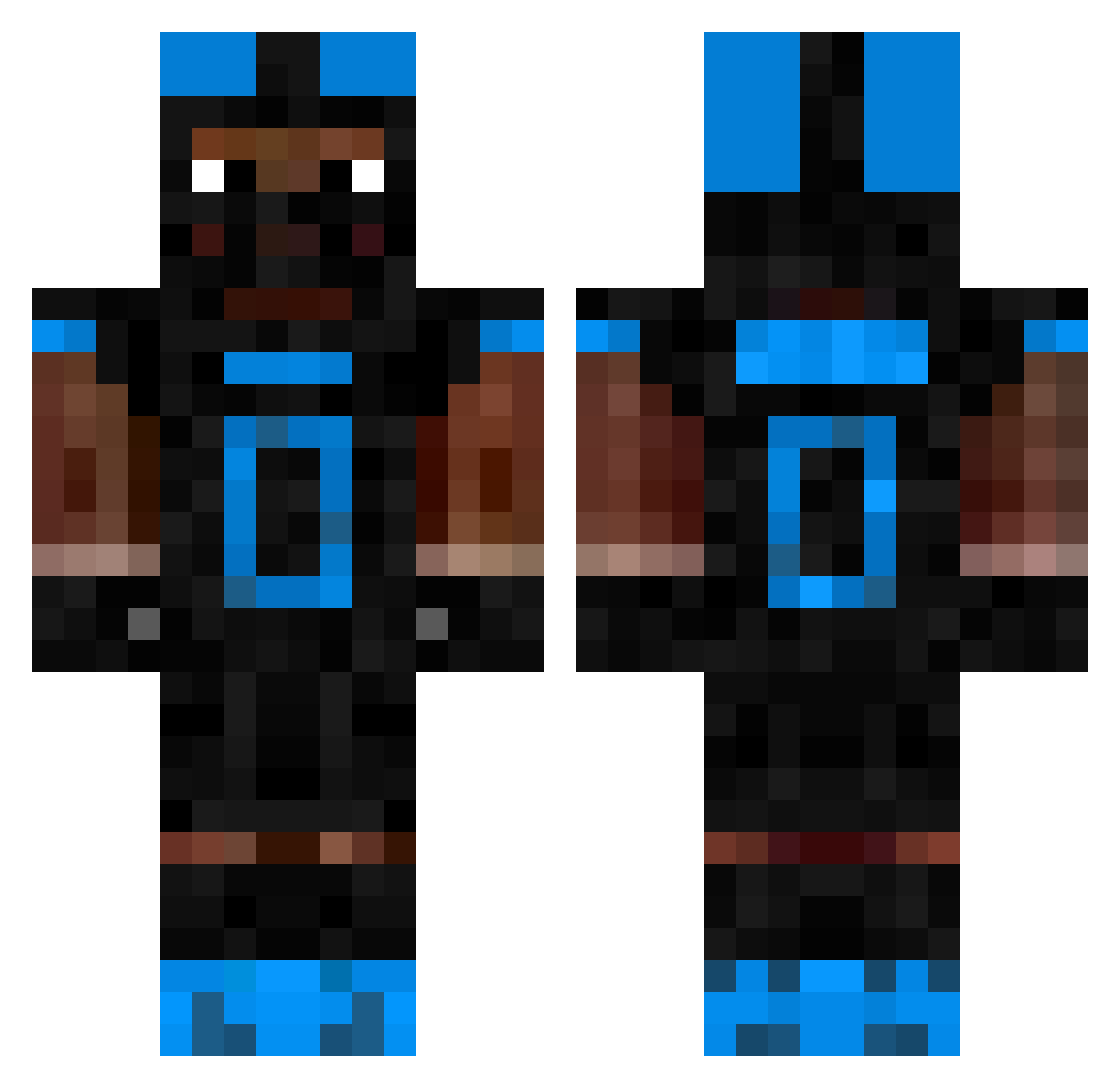 Devlogical Minecraft skin, front and back view