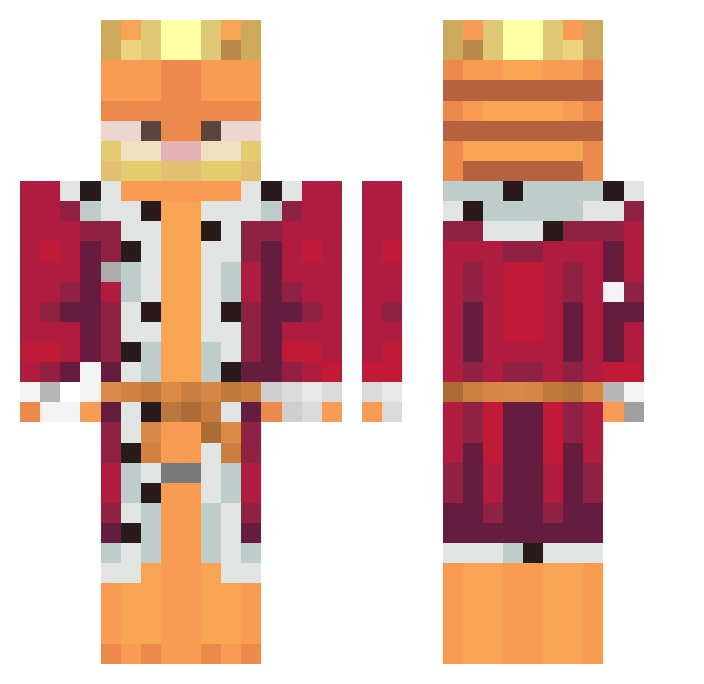 NickFuhh Minecraft skin, front and back view