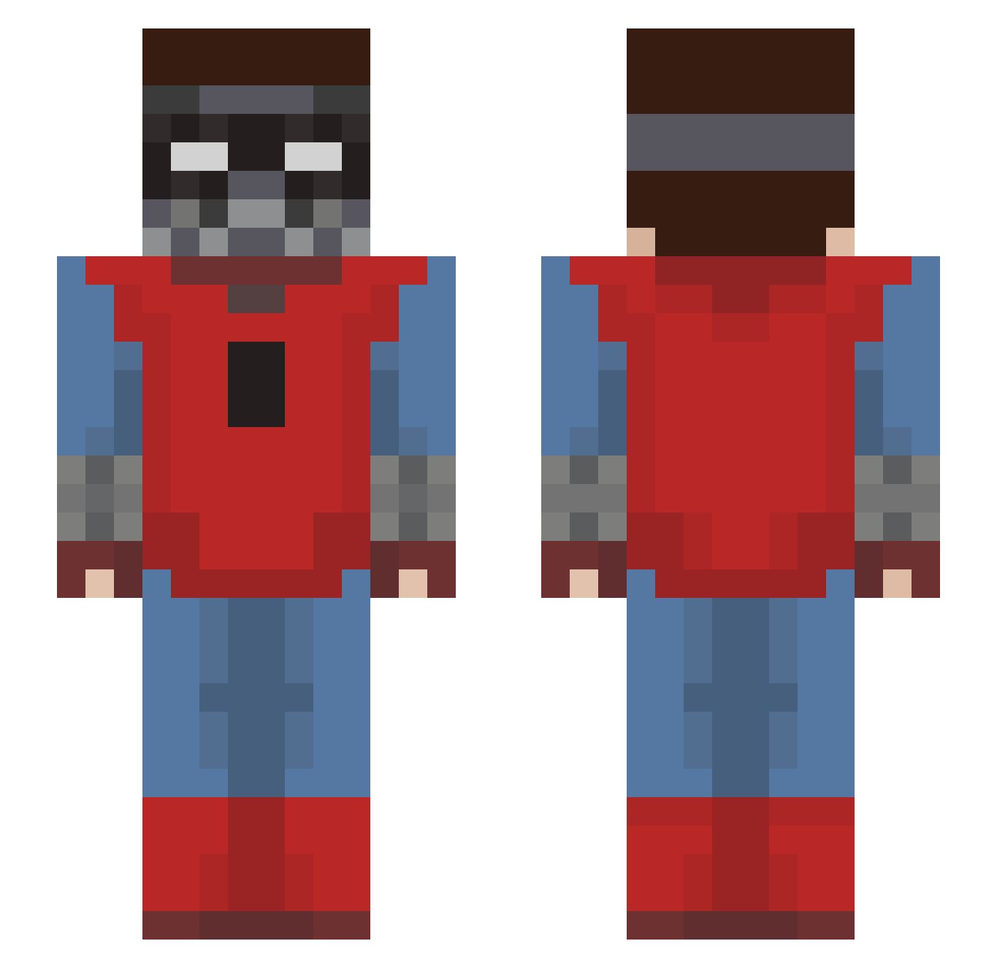 WrenchParker Minecraft skin, front and back view