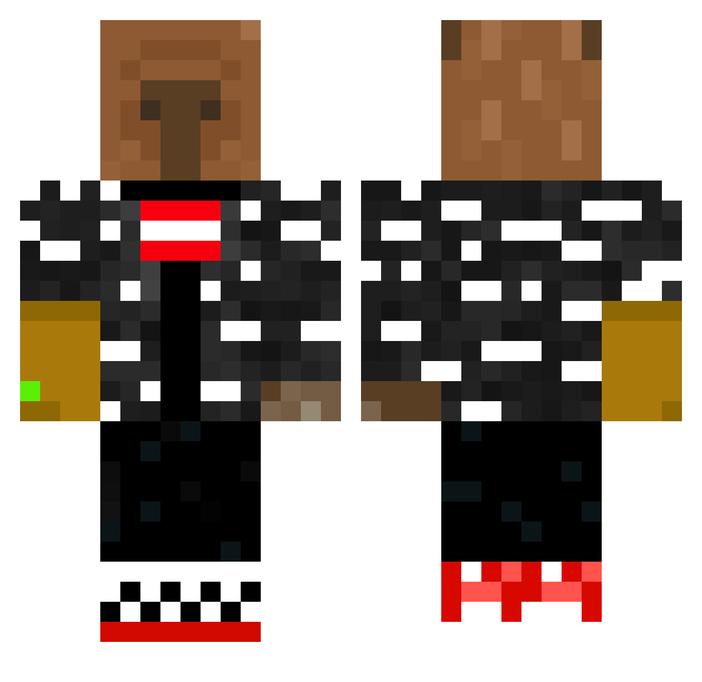 xbbc Minecraft skin, front and back view