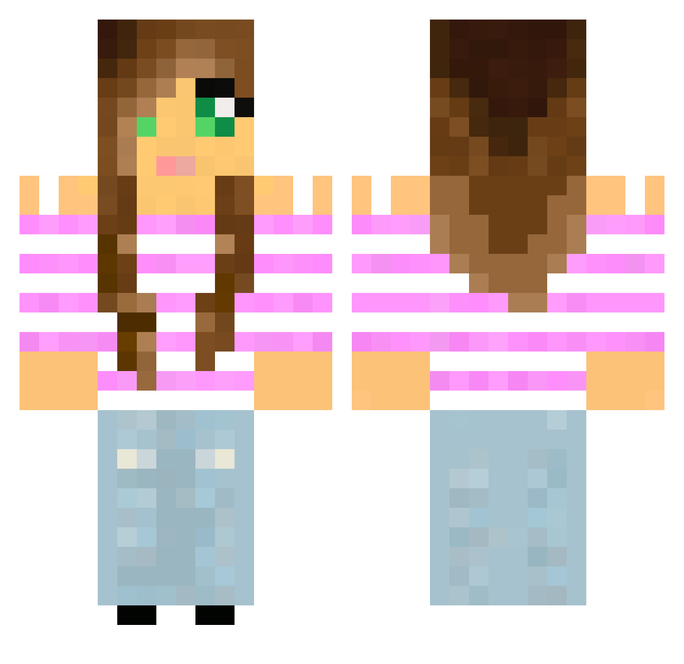 Twinkles Minecraft skin, front and back view