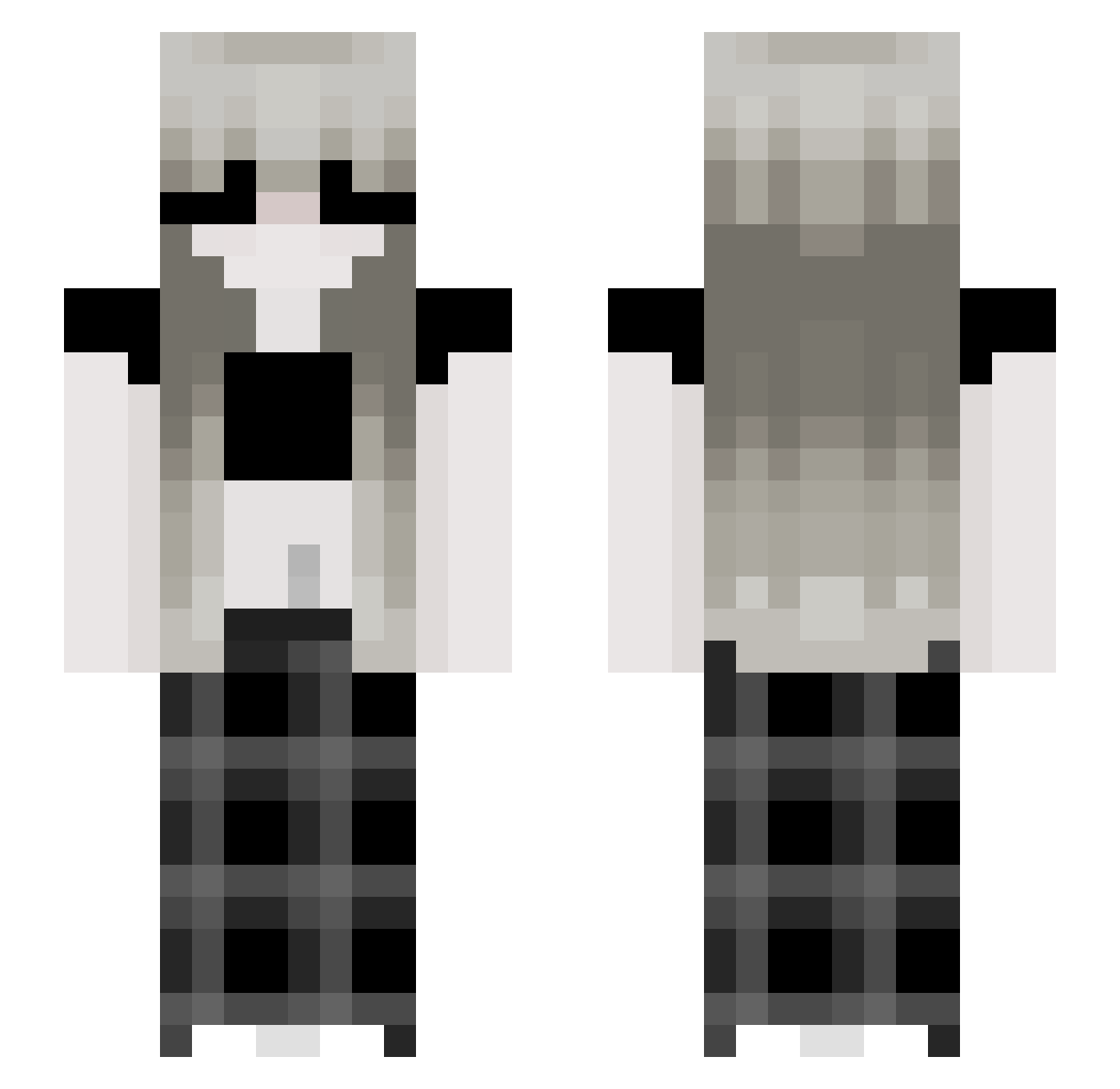 SitJocker Minecraft skin, front and back view