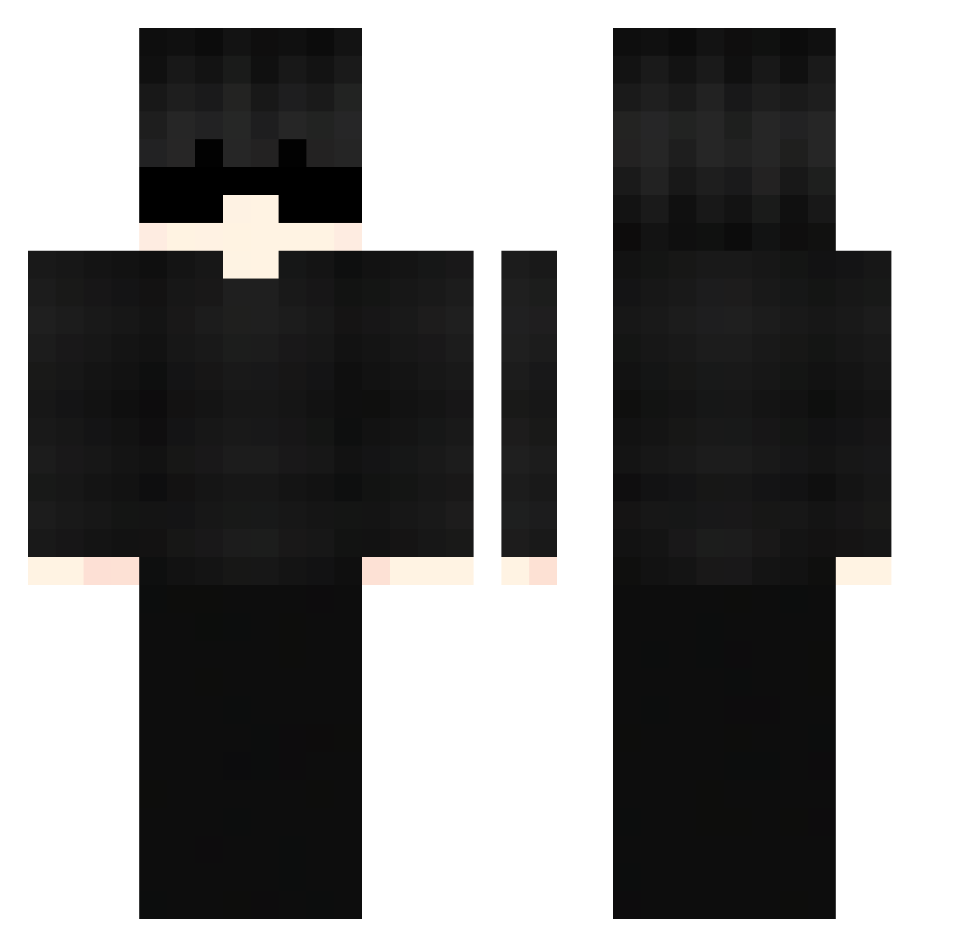 Snenox Minecraft skin, front and back view