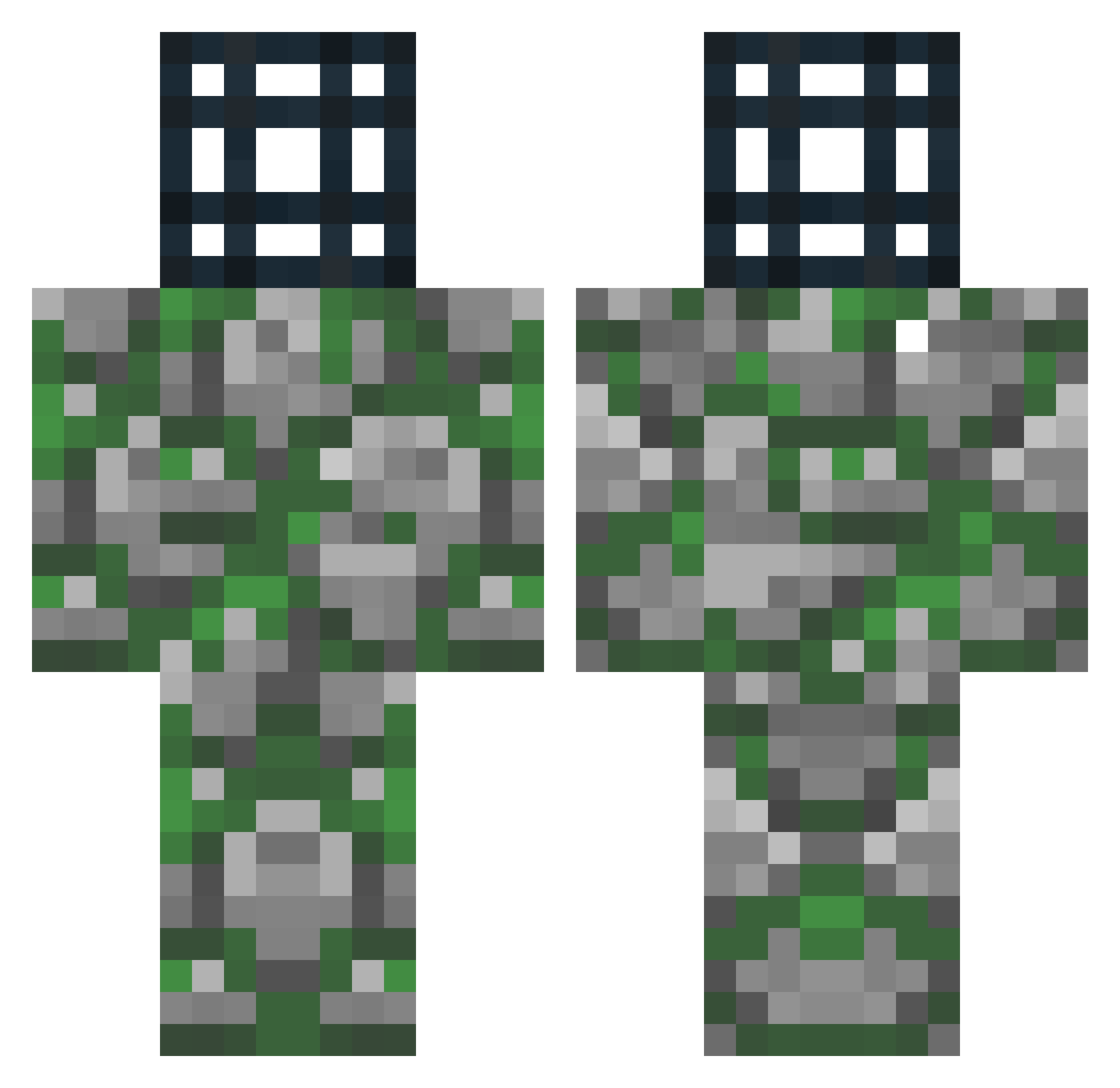 Boredom Minecraft skin, front and back view